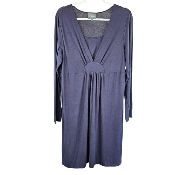 MILK Nursingwear Navy Lightweight Long Sleeve Nursing Dress Size XL - Picture 1 of 9